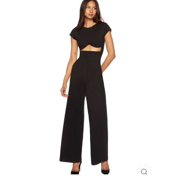 Susana Monaco Reverse Sweetheart Cutout Jumpsuit Black Sz XS NWOT Revolve - Picture 1 of 5